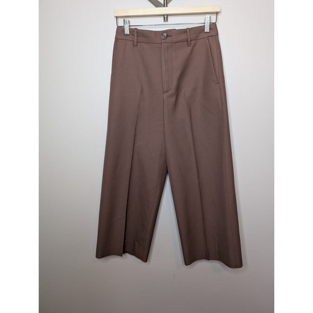 Moncler Cropped Wool Trousers Brown Size 40 (XS)